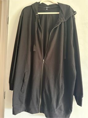 ellos Black Full-Zip Hooded Sweater